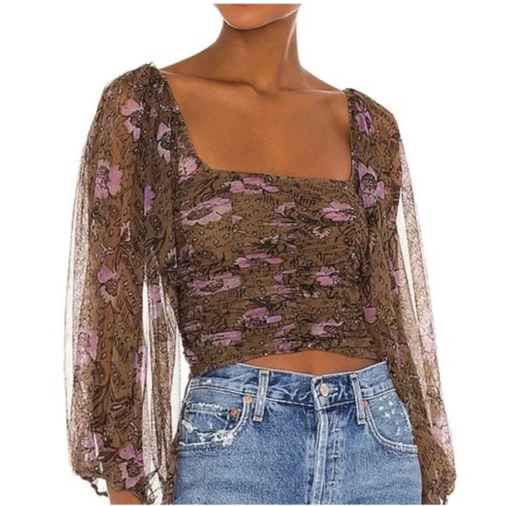 Free People Lilia Top in Olive Combo